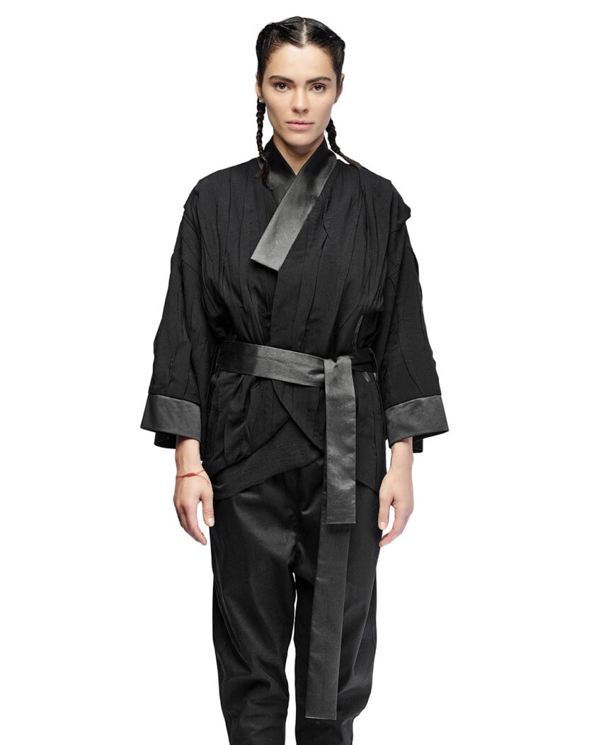 Linear Crushed Technique Kimono Jacket