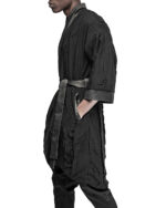 Linear Crushed Technique Long Kimono Coat