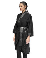 Linear Crushed Technique Long Kimono Coat