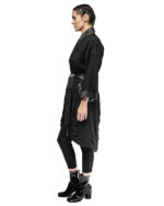 Linear Crushed Technique Long Kimono Coat