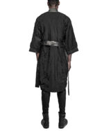 Linear Crushed Technique Long Kimono Coat
