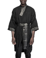 Linear Crushed Technique Long Kimono Coat
