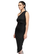 Soft Layered Single Shoulder Rib Knit Dress