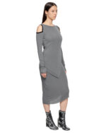 Angular Grey Layered Open Shoulder Dress