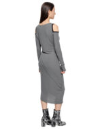 Angular Grey Layered Open Shoulder Dress