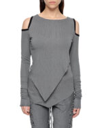 Angular Grey Layered Open Shoulders Top