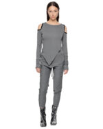 Angular Grey Layered Open Shoulders Top