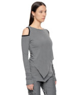 Angular Grey Layered Open Shoulders Top