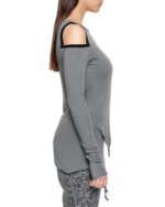 Angular Grey Layered Open Shoulders Top