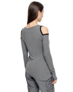 Angular Grey Layered Open Shoulders Top