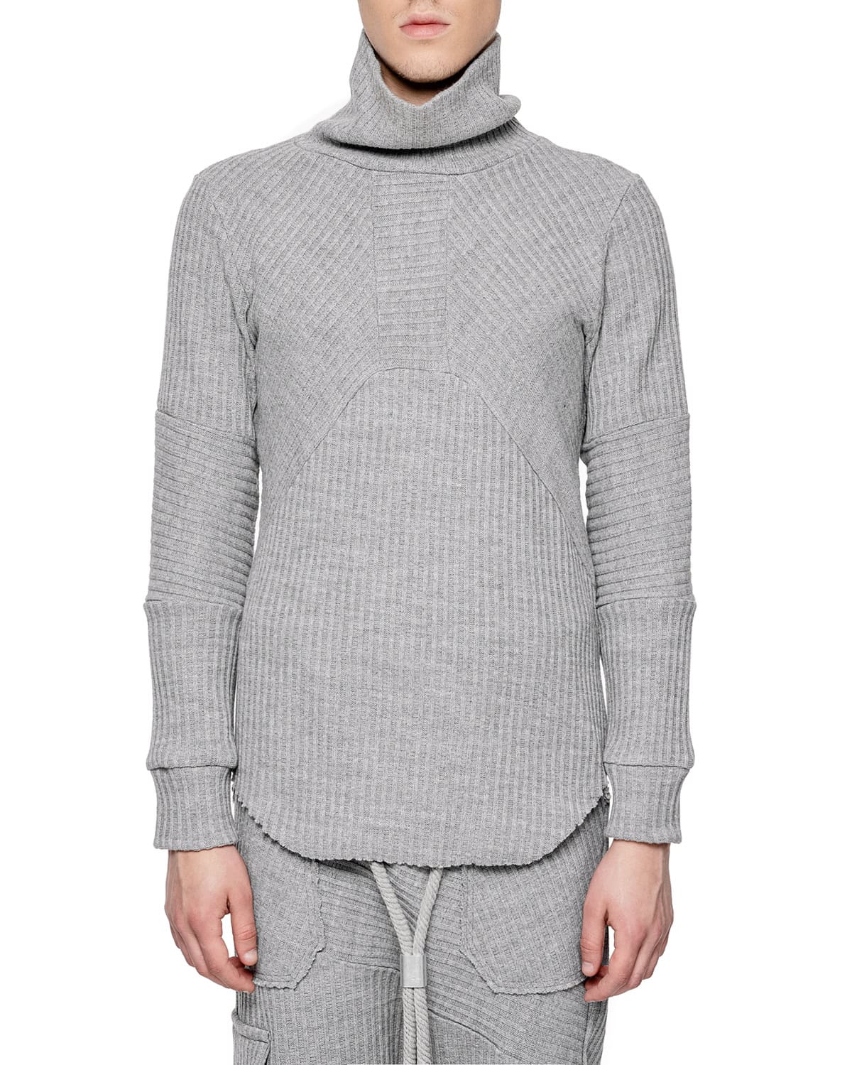 Angular Rib Knit High Neck Top