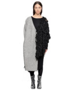 Deconstruct Wool Fiber Bond Contrast Poncho