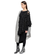Deconstruct Wool Fiber Bond Contrast Poncho