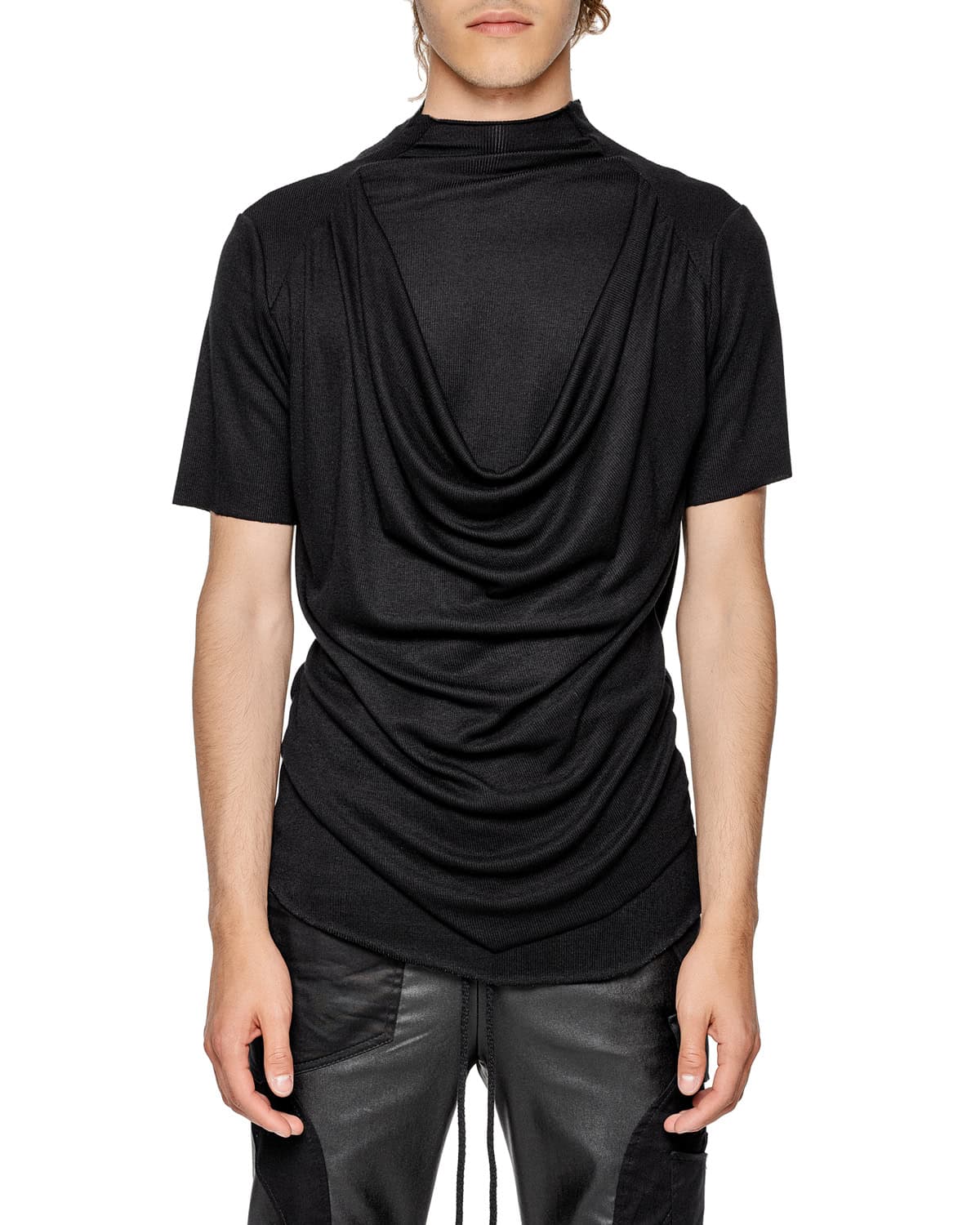 Drape Layers Seamless Collar T-Shirt