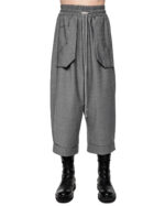 External Cropped Loose Grey Trousers