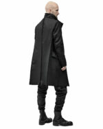 Black Wool Reversed High Neck Coat
