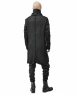 Black Wool Reversed High Neck Coat