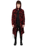 Phase Fiber Bond Red Hooded Cardigan