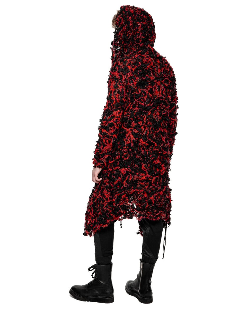 Phase Fiber Bond Red Hooded Cardigan