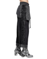 Velvet Fiber Bond Wide Crop Pants