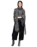 Velvet Fiber Bond Wide Crop Pants
