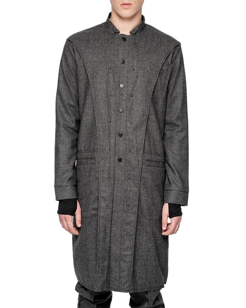 Wool Graphite Elongated Layers Coat