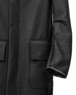 Black Wool Reversed High Neck Coat