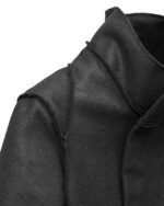 Black Wool Reversed High Neck Coat