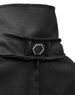 Black Wool Reversed High Neck Coat