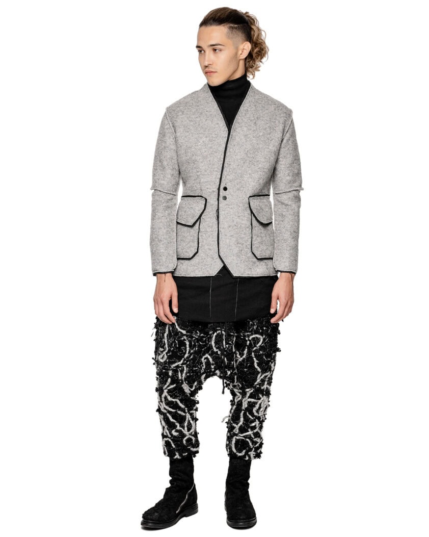 Wool Reversed Raw Blazer Jacket