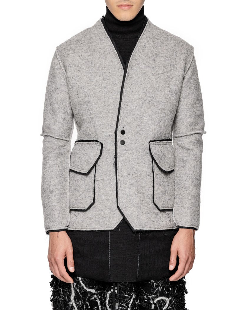 Wool Reversed Raw Blazer Jacket