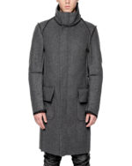 Wool Reversed Raw High Neck Coat