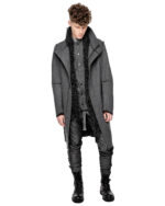 Wool Reversed Raw High Neck Coat