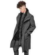 Wool Reversed Raw High Neck Coat