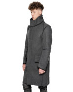 Wool Reversed Raw High Neck Coat
