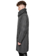 Wool Reversed Raw High Neck Coat
