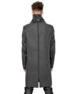 Wool Reversed Raw High Neck Coat