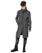 Wool Reversed Raw High Neck Coat