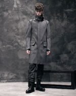 Wool Reversed Raw High Neck Coat