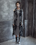 Angular Grey Layered Open Shoulder Dress