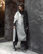 Deconstruct Wool Fiber Bond Contrast Poncho