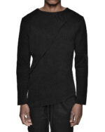 Black Layered Rib Knit Top