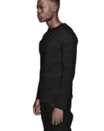 Black Layered Rib Knit Top