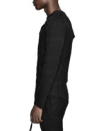 Black Layered Rib Knit Top