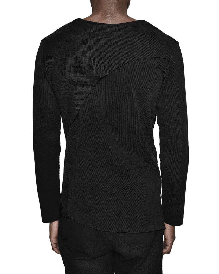 Black Layered Rib Knit Top