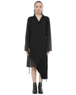 Asymmetric Draped Collar Dress