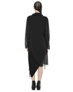Asymmetric Draped Collar Dress
