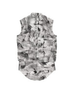 Standing Collar Sleeveless Object Dyed Shirt