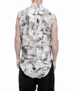 Standing Collar Sleeveless Object Dyed Shirt