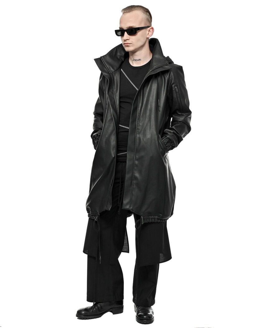 Construct High Collar Hood Vegan Parka